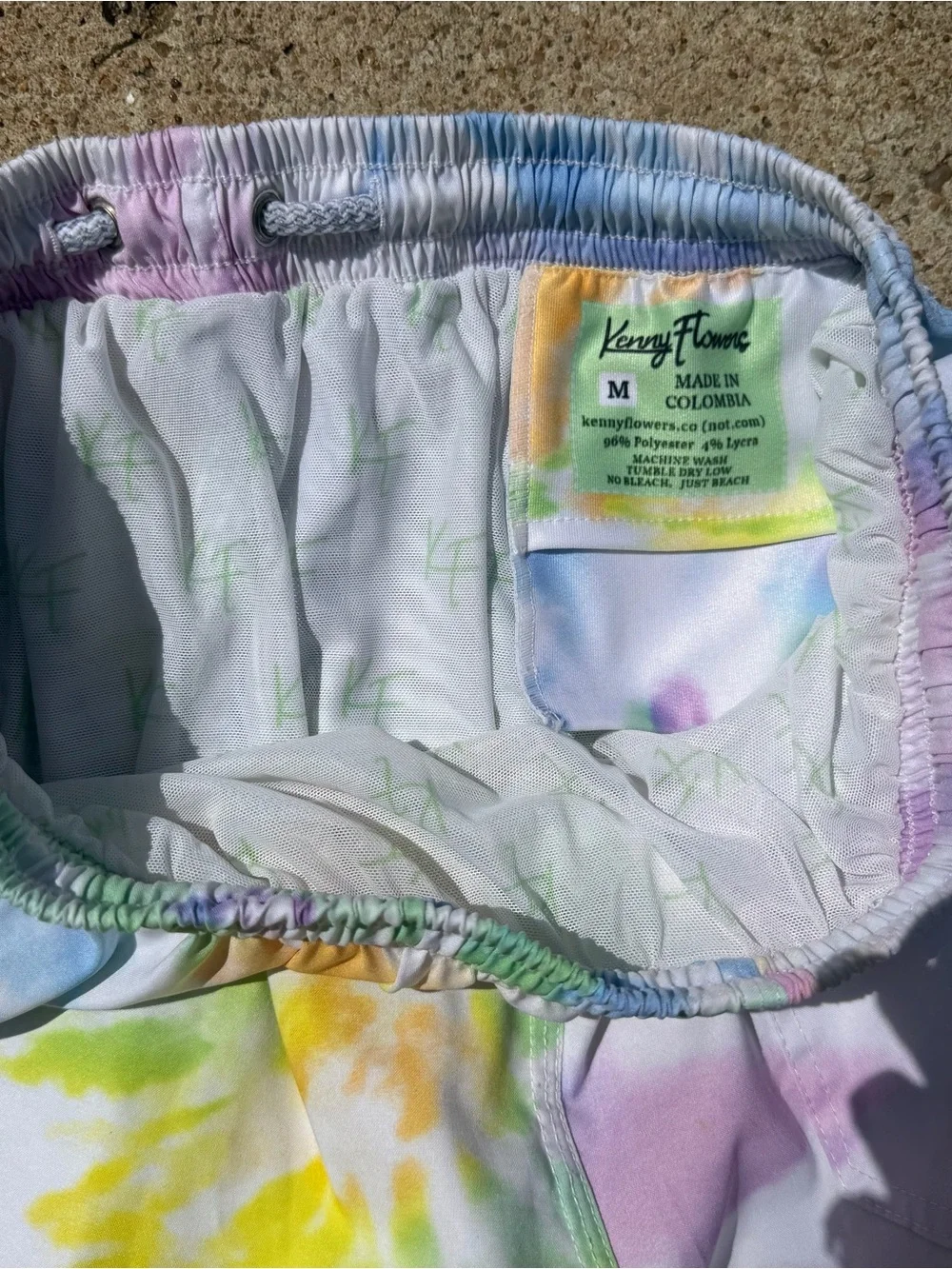 Men's Medium Kenny Flowers Pastel Tie-Dye Swim Shorts - excellent condition